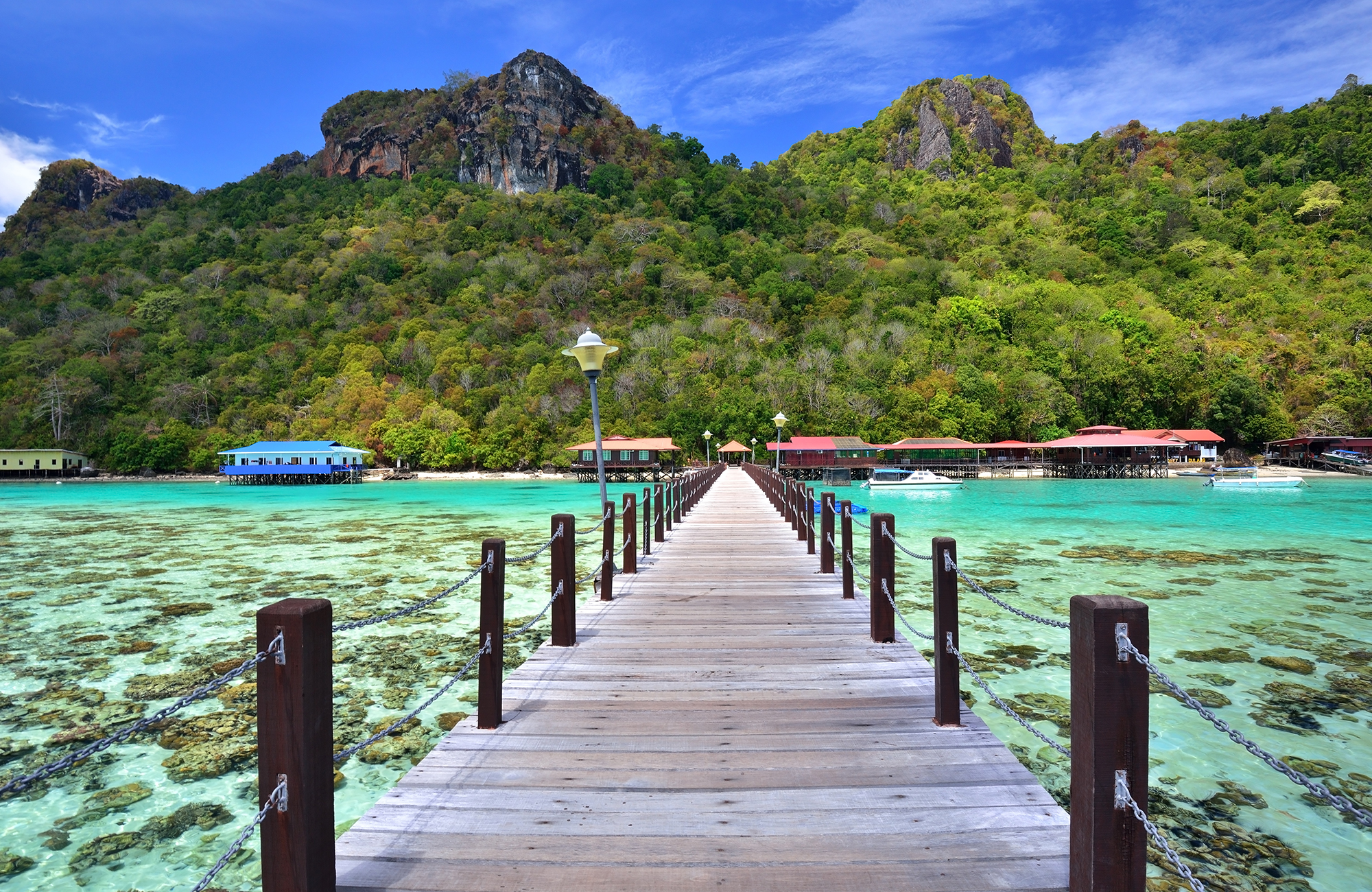 Borneo De Beste Resulaten Van Moomni   Pier Toward Bohey Dulang Island Sabah Borneo Malaysia 